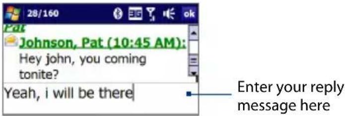 28/160 Pat Johnson, Pat (10:45 AM): Hey john, you coming tonite? Yeah, i will be there Enter your reply message here
