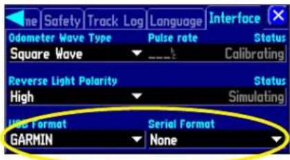 GARMIN StreetPilot 2620 - Setting USB/Serial Formats StreetPilot 2660 Only - 1