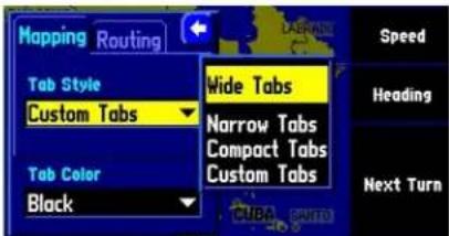 GARMIN StreetPilot 2620 - Hiding/Showing Data Tabs - 1