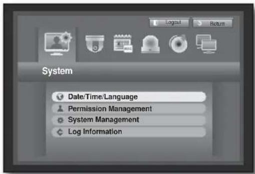 System Date/Time/Language Permission Management System Management Log Information