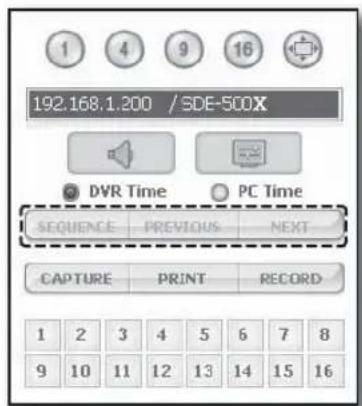 192.168.1.200 / SDE-500X DVR Time PC Time SEQUENCE PREVIOUS NEXT CAPTURE PRINT RECORD 1 2 3 4 5 6 7 8 9 10 11 12 13 14 15 16