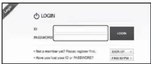 LOGIN ID PASSWORD LOGIN > Not a member yet? Please register first. > Have you lost your ID or PASSWORD? SIGN UP > FIND ID/PW >