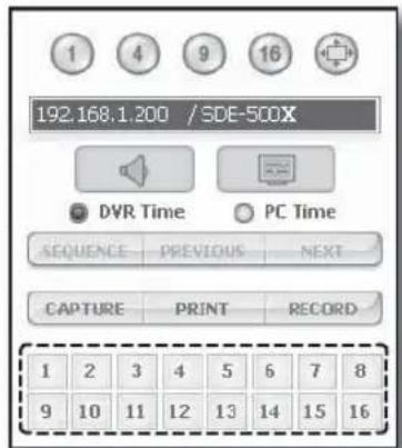 192.168.1.200 / SDE-500X DVR Time PC Time SEQUENCE PREVIOUS NEXT CAPTURE PRINT RECORD 1 2 3 4 5 6 7 8 9 10 11 12 13 14 15 16