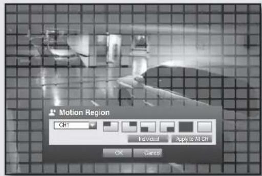 Motion Region CH1 Individual Apply to AI CH OK Cancel
