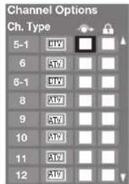 Channel Options Ch. Type 5-1 DIV 6 ATV 6-1 DIV 8 ATV 9 ATV 10 ATV 11 ATV 12 ATV