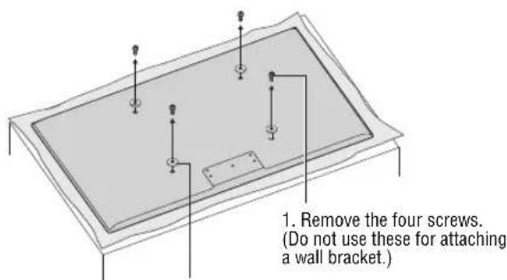 1. Remove the four screws. (Do not use these for attaching a wall bracket.)