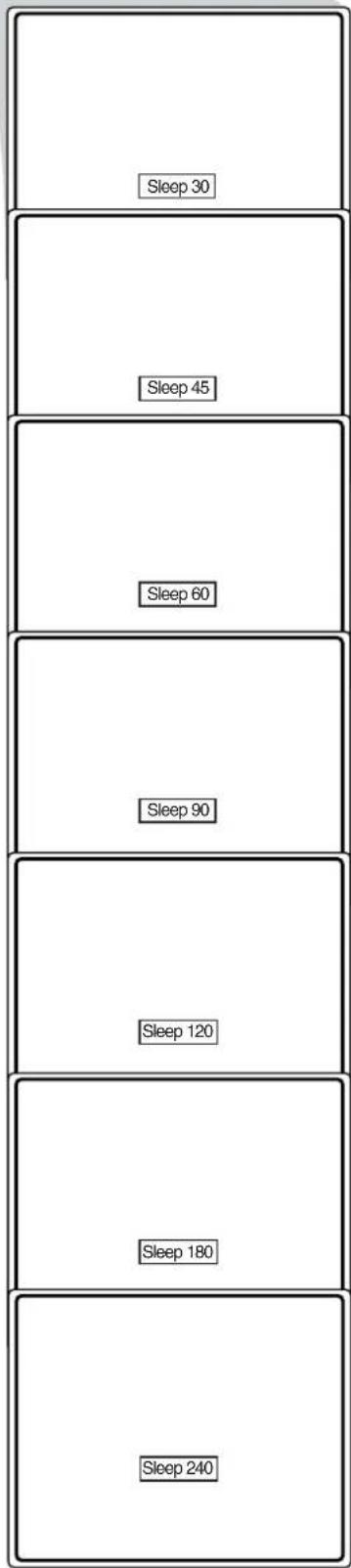 Sleep 30 Sleep 45 Sleep 60 Sleep 90 Sleep 120 Sleep 180 Sleep 240