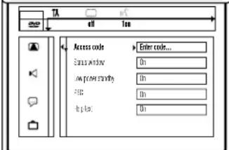 TA all on Access code Enter code... Status window On low power status On File: On In p list: On