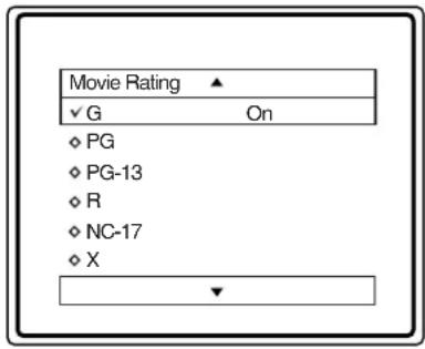 Movie Rating ▲ ✓ G On ◇ PG ◇ PG-13 ◇ R ◇ NC-17 ◇ X ▼