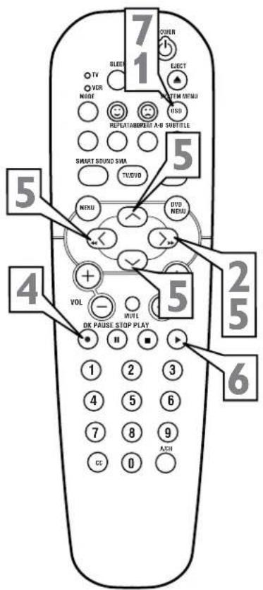 7 1 POWER SLEEP ELECT TV VDR NODE SYSTEM MENU USB REPEAT/ABBRENT A-B SUBTITLE SMART SOUND SHA TV/DVD 5 NEMU DVD NEMU 4 VOL MUTE DK PAUSE STOP PLAY 5 2 5 6