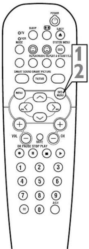 POWER SLEEP EJECT TV VCR NODE SYSTEM MENU HYPLA AUDIO HPLAT & 0 SUBTITLE ISO SMART SOUND SMART PICTURE TV/CVD MENU DVD HOLD VOL WRITE CH DK PAUSE STOP PLAY 1 2 3 4 5 6 7 8 9 CC 0 AICH 1 2 3