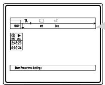 TA off on 0:00 min 2:45:23 0:00:34 User Preference Settings