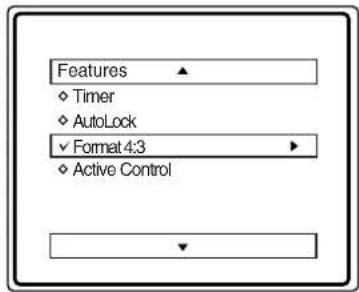 Features ✓ Timer ✓ AutoLock ✓ Format 4:3 ✓ Active Control