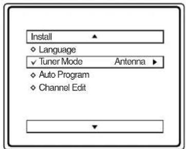 Install Language ✓ Tuner Mode Antenna Auto Program Channel Edit