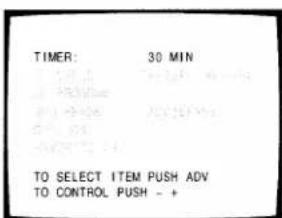 TIMER: 30 MIN TO SELECT ITEM PUSH ADV TO CONTROL PUSH - +