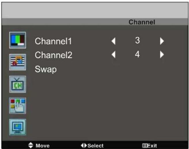Channel Channel1 3 Channel2 4 Swap Move Select Exit