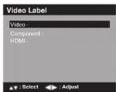 Video Label Video - Component - HDMI -
