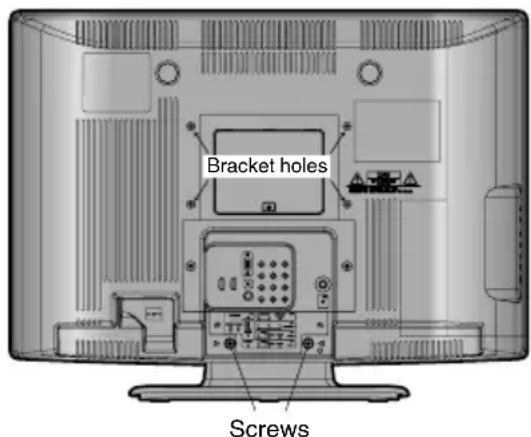 Bracket holes Screws