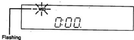 WED 0:00. Flashing