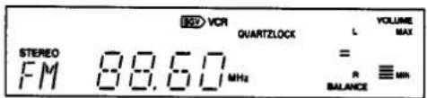 STEREO FM 88.60 MHz VCR QUARTZLOCK = R BALANCE YOLUME MAX MIN