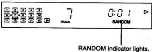 7 TRACK 0:01 RANDOM RANDOM indicator lights.