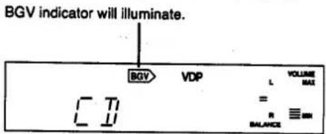 BGV indicator will illuminate. BGV VDP L VOLUME MAX = R BALANCE ≡ MXN