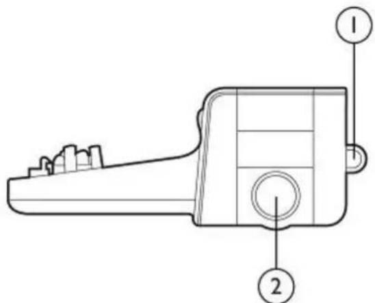 Technical diagram of a mechanical tool with labeled parts 1 and 2