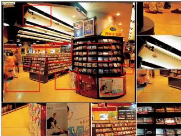 Street photo of a supermarket interior with visible product shelves, promotional signs, and interior signage with Chinese text.