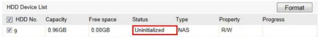Hikvision DS-2DE5184-AE3 - Initialize the added network disk. - 1