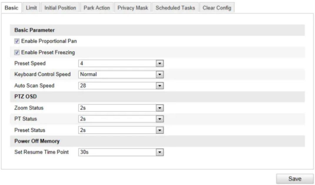 Hikvision DS-2DE5184-AE3 - Enter the Basic PTZ Parameter Conguraon interface: - 1