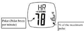 Pulse (Pulse beats per minute) HR ZONE 78 40 % of the maximum pulse