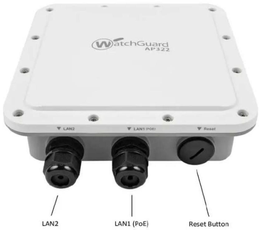 WatchGuard AP322 LAN2 LAN1 (PoE) Reset LAN2 LAN1 (PoE) Reset Button