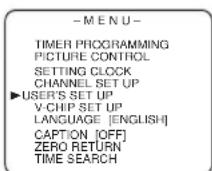 FUNAI F313CC - Select "USER'S SET UP" - 1