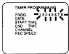 TIMER PROGRAMMING PROG. DATE START TIME END TIME CHANNEL REC SPEED
