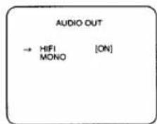 AUDIO OUT → HIFI [ON] MONO