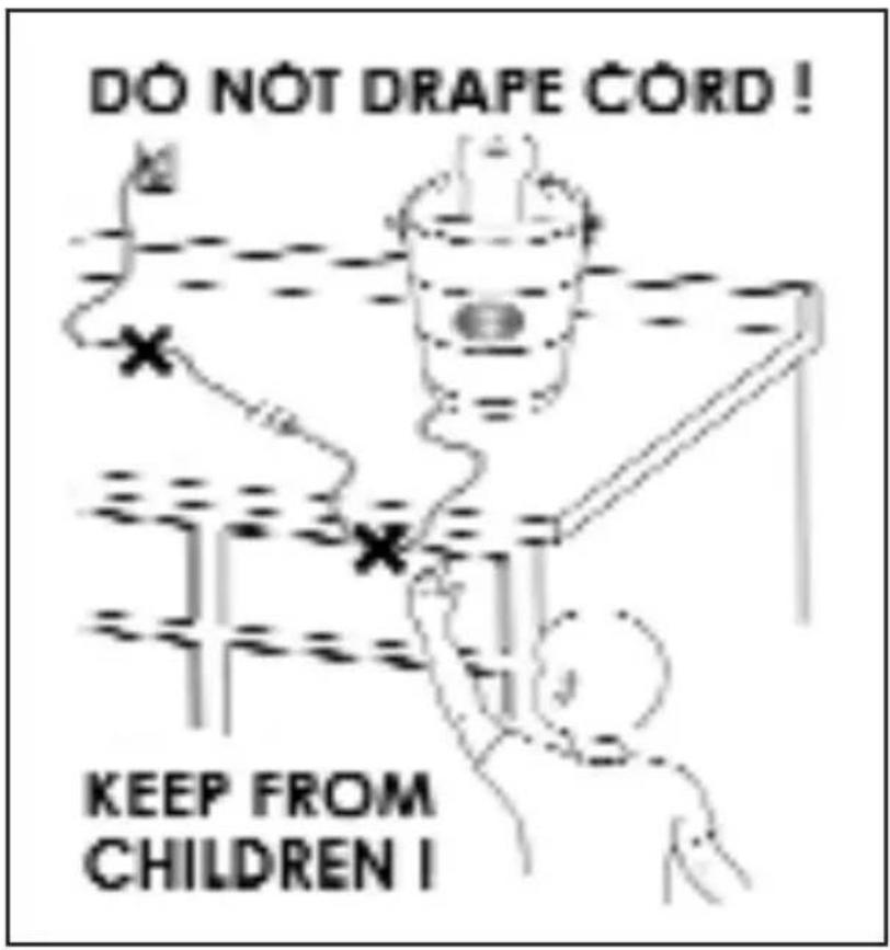 DO NÔT DRAPE CÔRD ! KEEP FROM CHILDREN !