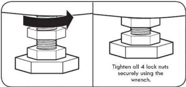Tighten all 4 lock nuts securely using the wrench.