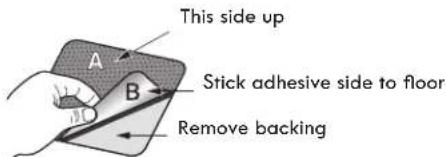 This side up A B Stick adhesive side to floor Remove backing