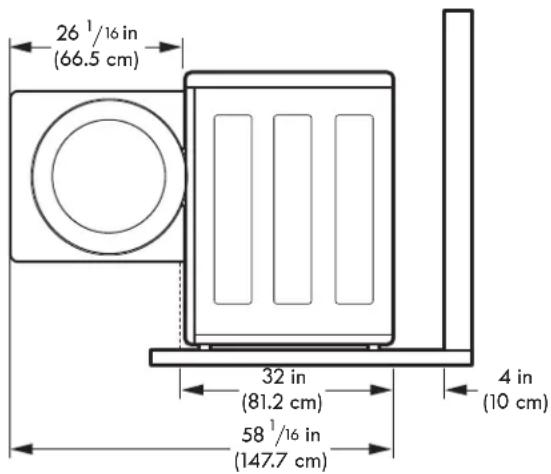 26 1/16 in (66.5 cm) 32 in (81.2 cm) 58 1/16 in (147.7 cm) 4 in (10 cm)