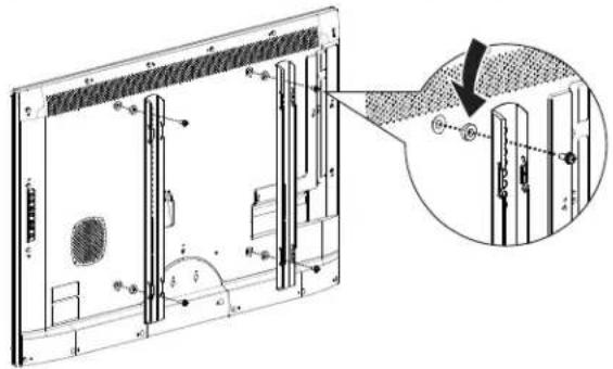 Technical diagram of a device with labeled components and an inset showing a close-up view of a door panel.