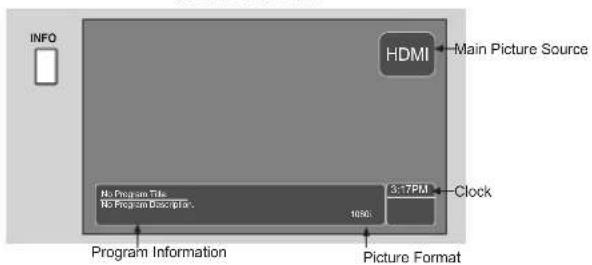 INFO HDMI Main Picture Source No Program Title: No Program description. 100% 3:17PM Clock Program Information Picture Format
