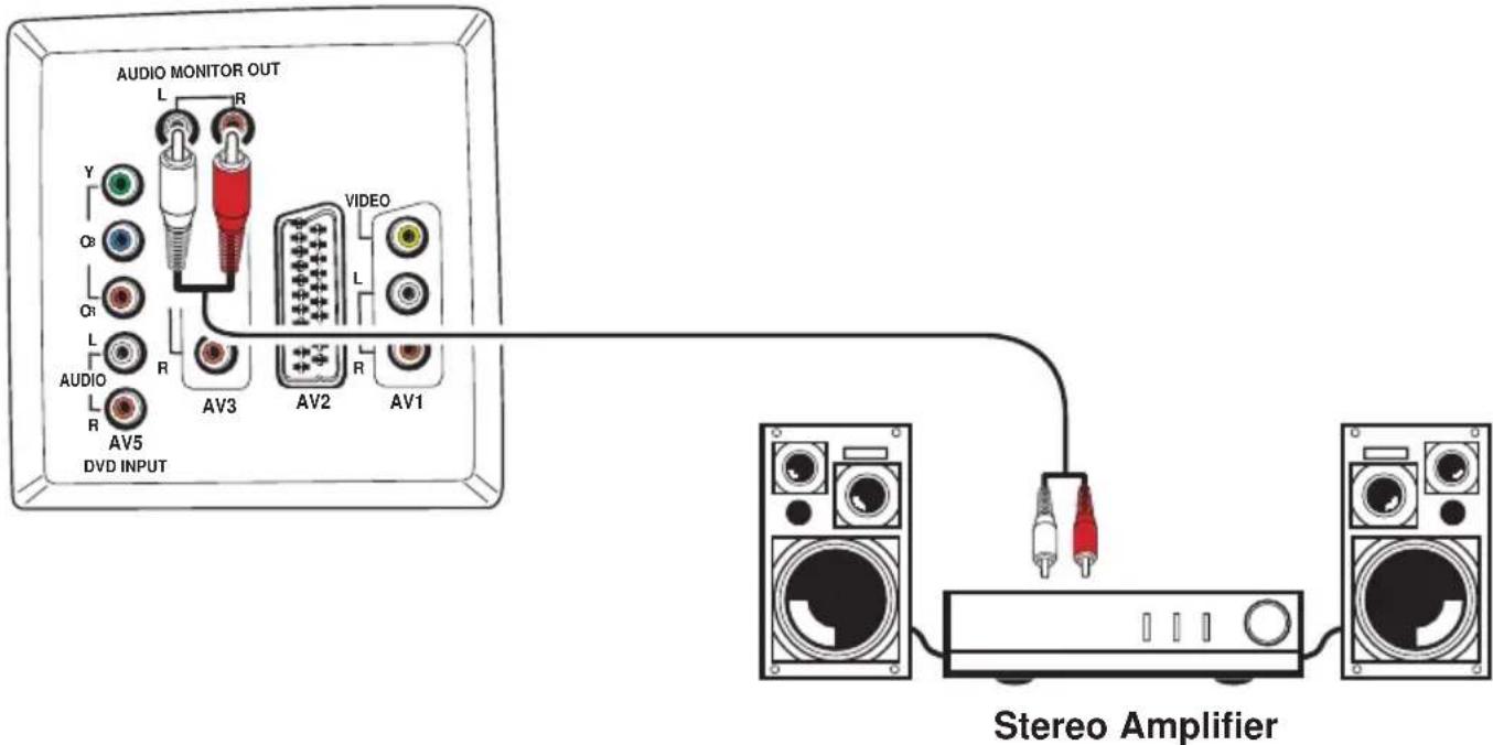 AUDIO MONITOR OUT L R Y C8 C1 L AUDIO R AV5 DVD INPUT AV3 AV2 R VIDEO L AV1 Stereo Amplifier