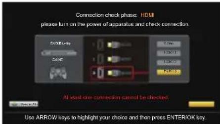 Connection check phase: HDMI please turn on the power of apparatus and check connection. SVM100 SAVE 9.00 EBOOT EIND ESTART AI start cue connection cannot be checked. Use ARROW keys to highlight your choice and then press ENTER/OK key.