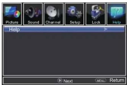 Picture Sound Channel Setup Lock Help Help Next Next Return