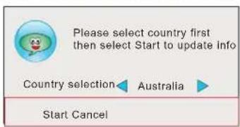 Please select country first then select Start to update info Country selection ← Australia → Start Cancel
