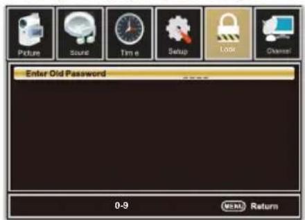 Picture Sound Time Setup Look Channel Enter Old Password 0-9 Return