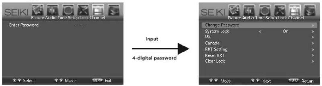 Seiki SC601GS - Lock Menu Options - 1