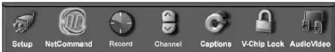 Setup NetCommand Record Channel Captions V-Chip Lock AudioVideo