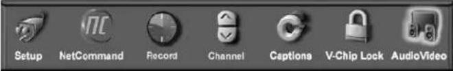 Setup NetCommand Record Channel Captions V-Chip Lock AudioVideo