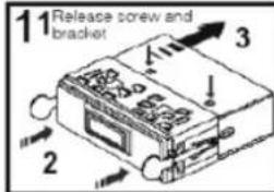 11 Release screw and bracket 2 3
